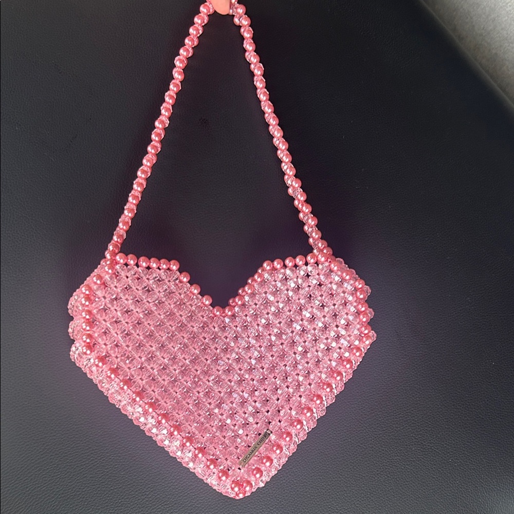 Susanna Chow Pink faux pearl Heart Mini Bag